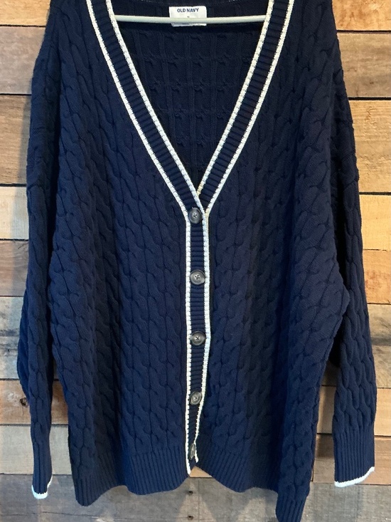 Old Navy 3X Cardigan Chunky Cable Knit Button Front Classic Old Money Preppy - Picture 1 of 8
